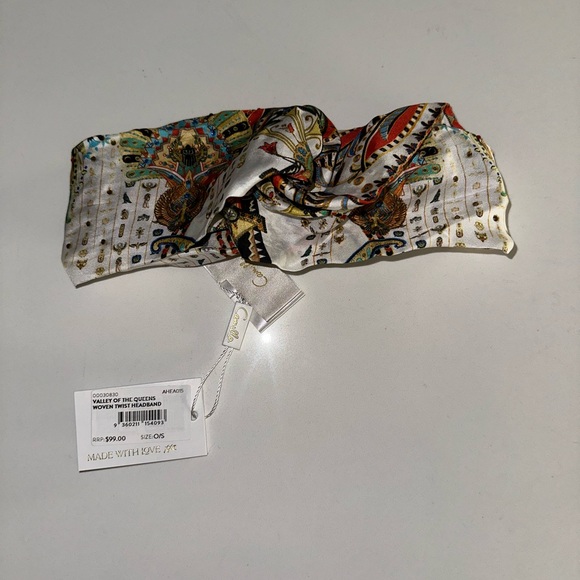 Camilla “Valley of the Queens” white silk Egyptian woven twist boho headband - Picture 3 of 4